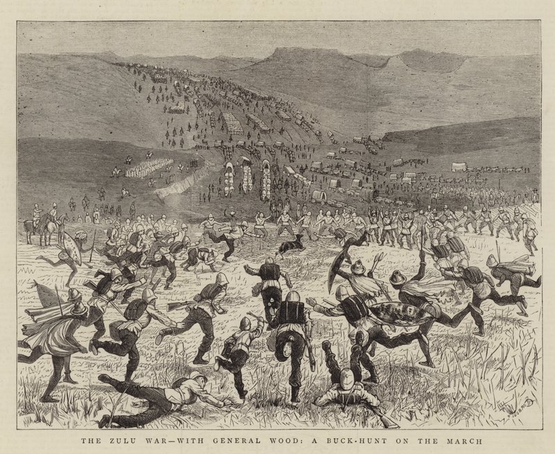 Zulukriget, med General Wood, en bockjakt på mars av Alfred Chantrey Corbould