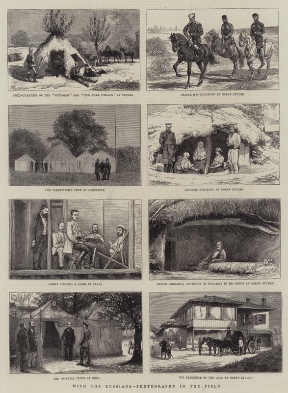 Med ryssarna, fotografering på fältet av Alfred Chantrey Corbould