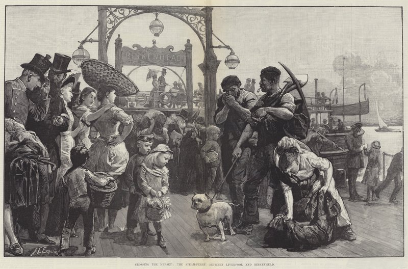 Korsar Mersey, Steam-färjan mellan Liverpool och Birkenhead av Alfred Edward Emslie