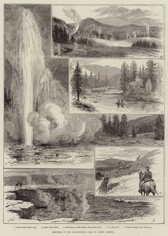 Skisser på Yellowstone Park i Nordamerika av Alfred W. Cooper