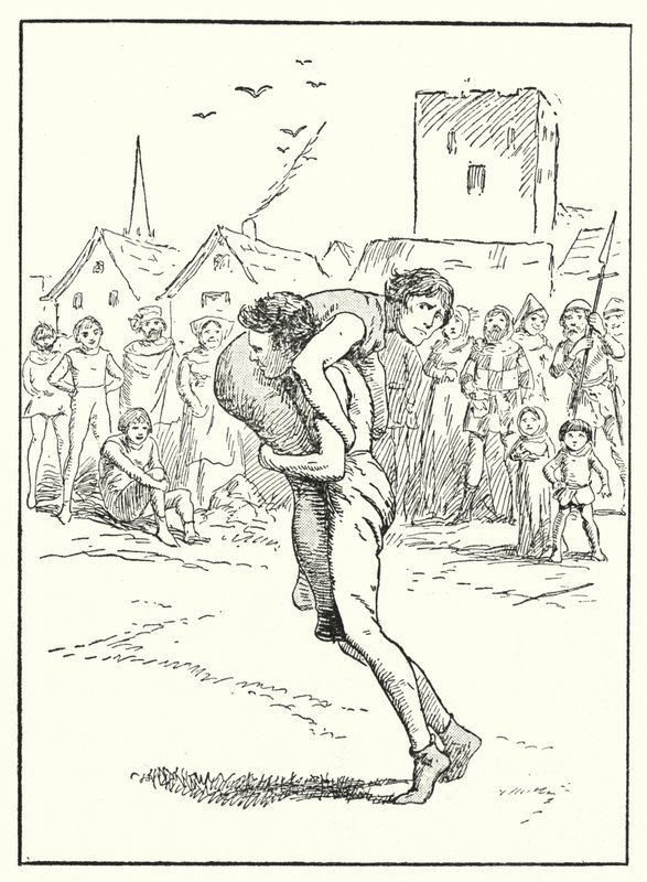 Merrie England: En brottningsmatch (litografi) av Alfred (after) Pearse
