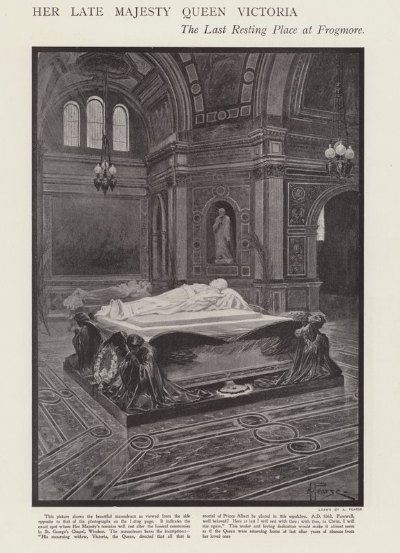Drottning Victorias sista viloplats vid Frogmore (litho) av Alfred (after) Pearse
