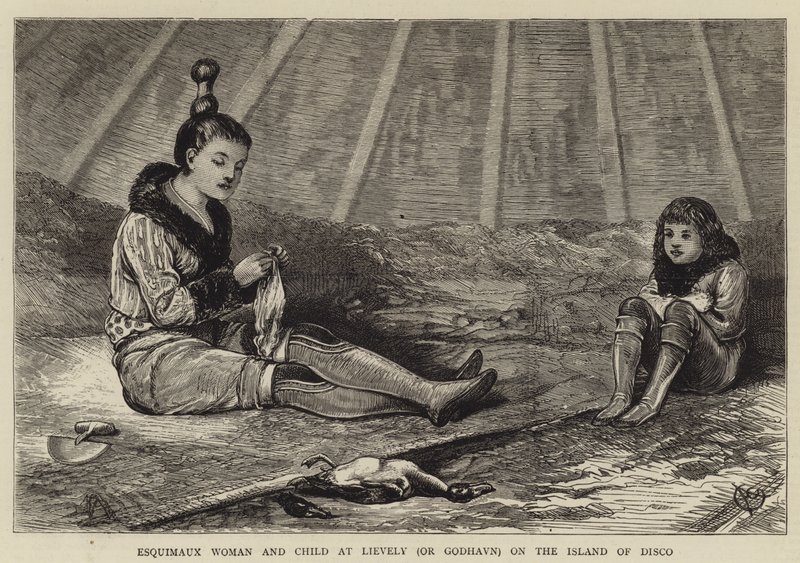 Esquimaux kvinna och barn på Lievely (eller Godhavn) på ön disco av Alfred Chantrey Corbould