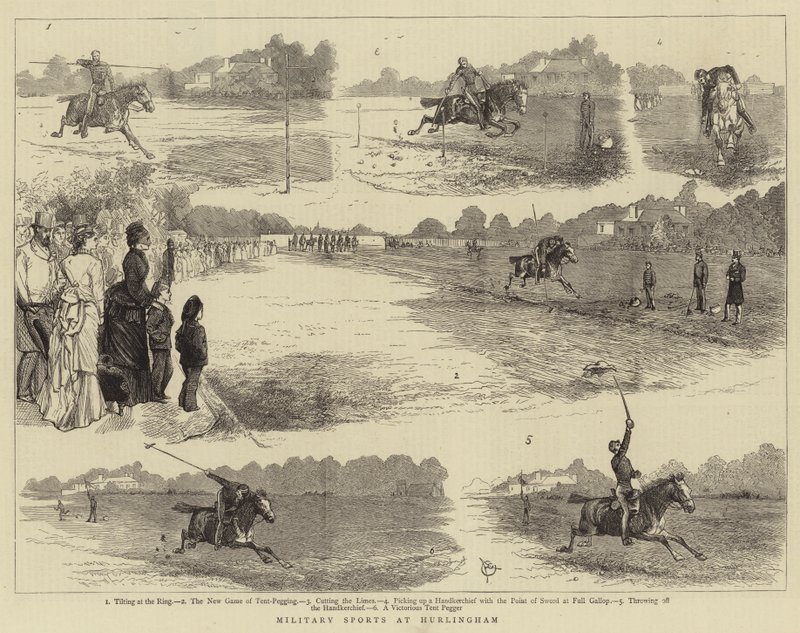 Militära sporter i Hurlingham (gravyr) av Alfred Chantrey Corbould