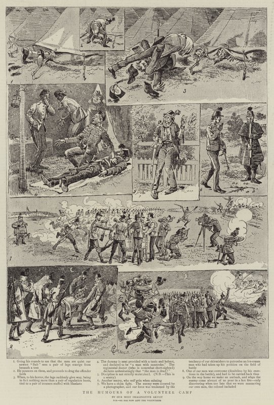 Humorerna i ett volontärläger av Alfred Chantrey Corbould