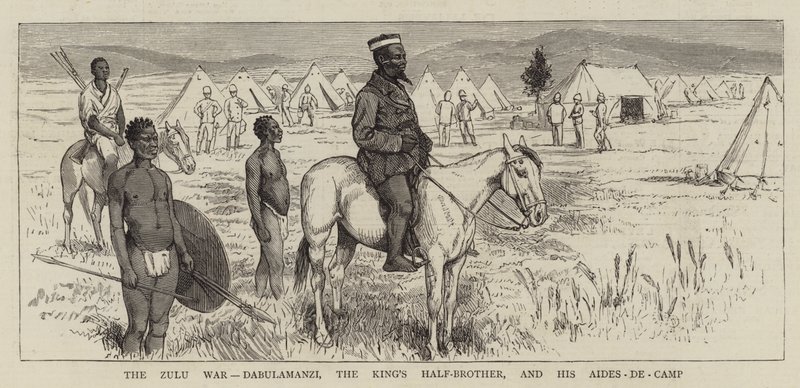 Zulukriget, Dabulamanzi, kungens halvbror och hans medhjälpare av Alfred Chantrey Corbould