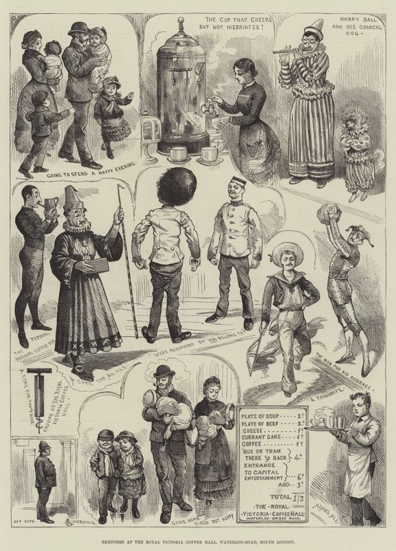 Skisser på Royal Victoria Coffee Hall, Waterloo-Road, södra London av Alfred Courbould