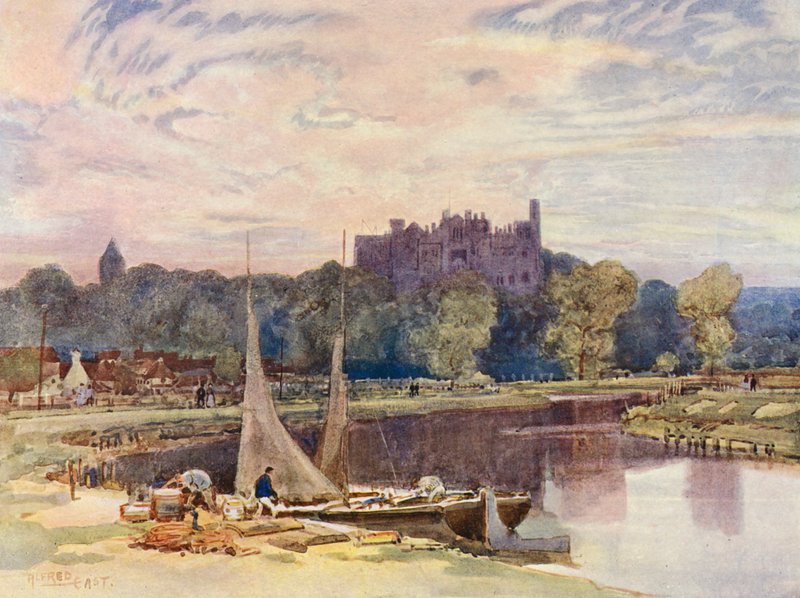 Arundel Castle, från Arun (färglitografi) av Alfred East