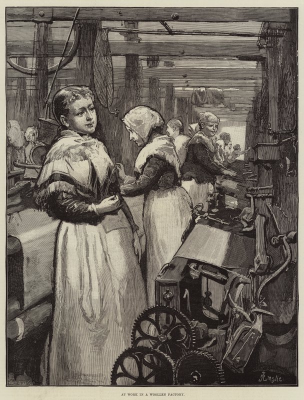 På jobbet i en yllefabrik av Alfred Edward Emslie