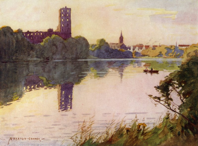 Danmark: Koldinghus slott, Nordslesvig (färg litho) av Alfred Heaton Cooper
