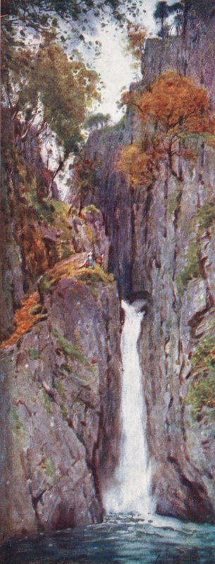 Lake District: Dalegarth Force, Eskdale (färglitografi) av Alfred Heaton Cooper