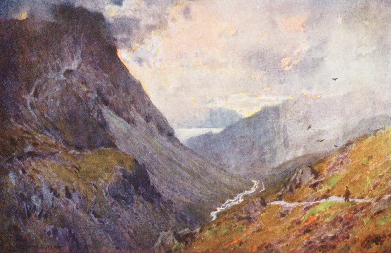 Lake District: Honister Pass och Buttermere (färglitografi) av Alfred Heaton Cooper