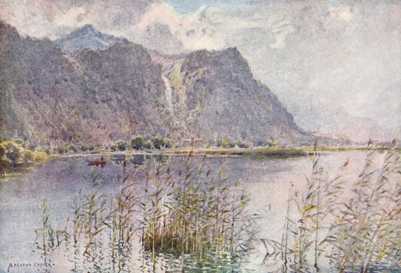 Lake District: Lodore och Derwentwater, en sommarmorgon (färglitografi) av Alfred Heaton Cooper