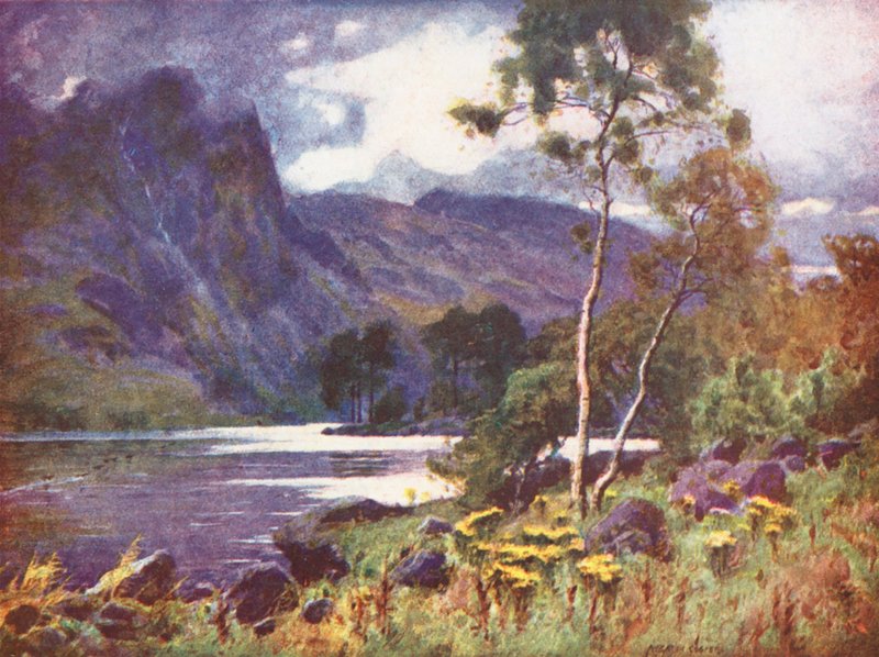 Lake District: Raven Crag, Thirlmere (färglitografi) av Alfred Heaton Cooper