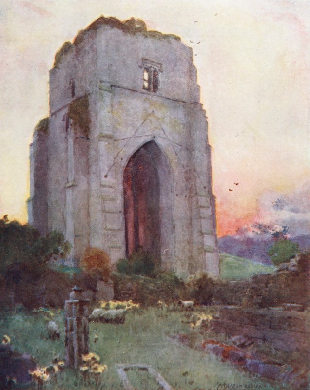 Lake District: Shap Abbey (färglitografi) av Alfred Heaton Cooper