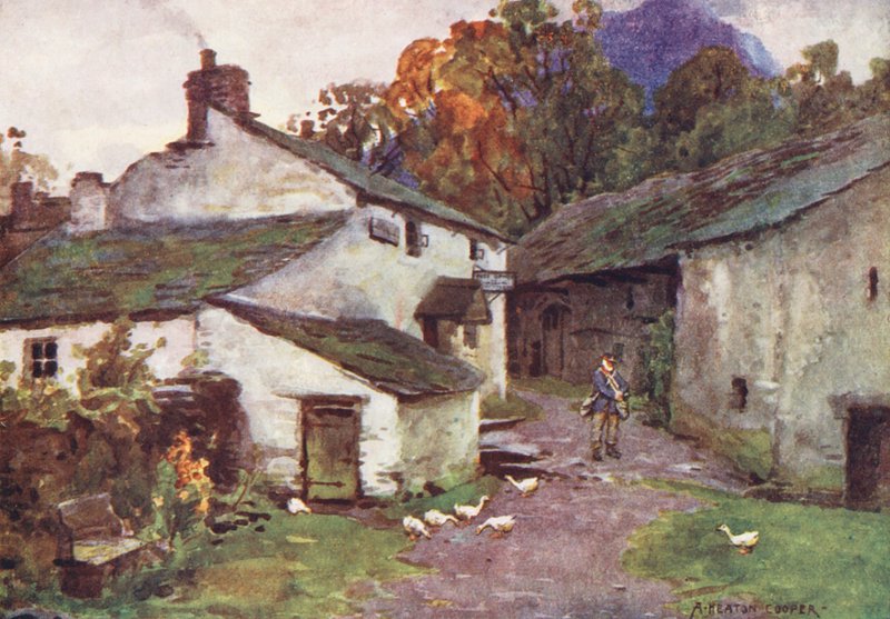 Lake District: The Old Post Office, Loweswater (färglitografi) av Alfred Heaton Cooper