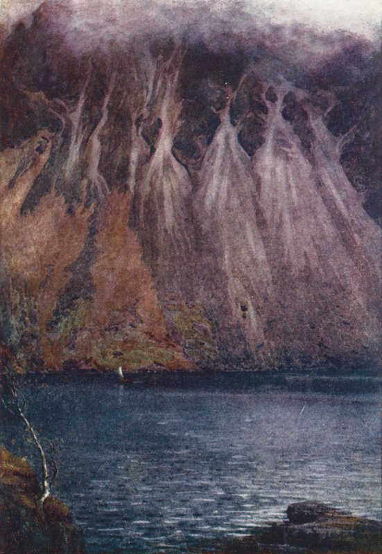 Lake District: Wastwater Screes (färglitografi) av Alfred Heaton Cooper