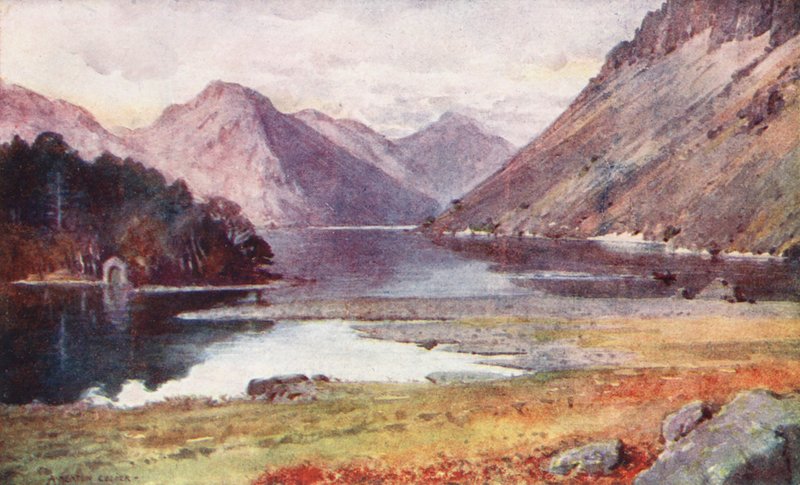 Lake District: Wastwater, från Strands (färglitografi) av Alfred Heaton Cooper