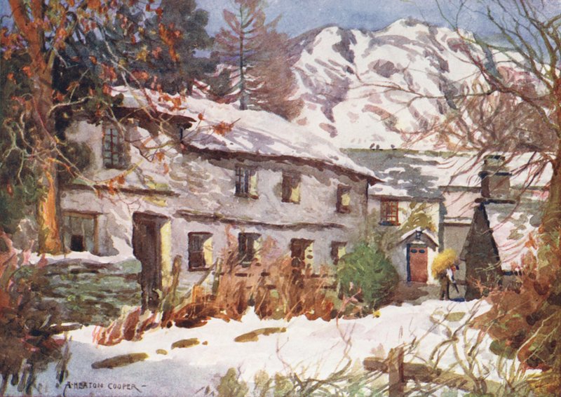 Lake District: Winter Sunshine, Coniston (färglitografi) av Alfred Heaton Cooper