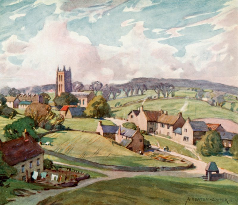 Mells Village, Near Frome (färg litho) av Alfred Heaton Cooper