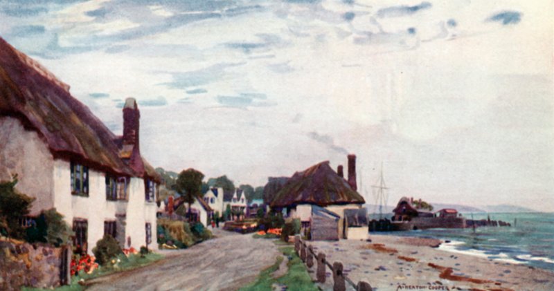 Porlock Weir (litho i färg) av Alfred Heaton Cooper