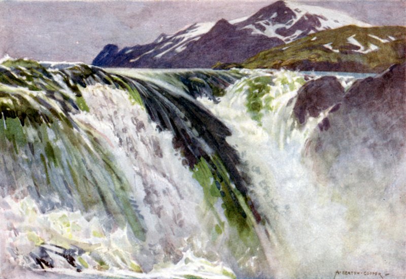 Stora Sjofallet, Great Lake Falls, Saltoluokta av Alfred Heaton Cooper