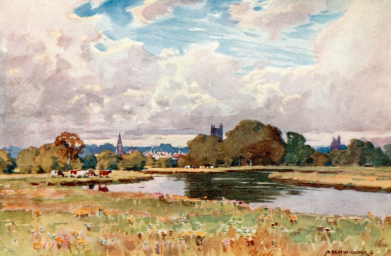 Tauntons kyrkor, från floden av Alfred Heaton Cooper