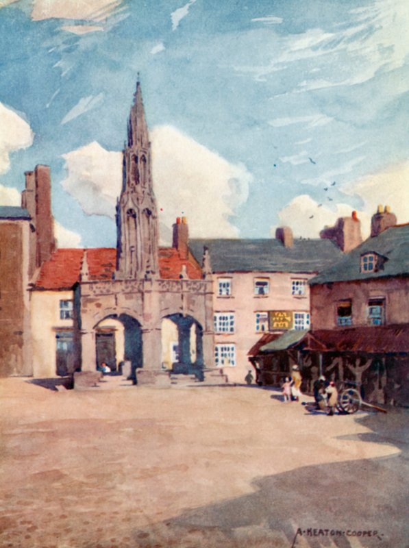 The Market Cross, Shepton Mallet (färg litho) av Alfred Heaton Cooper