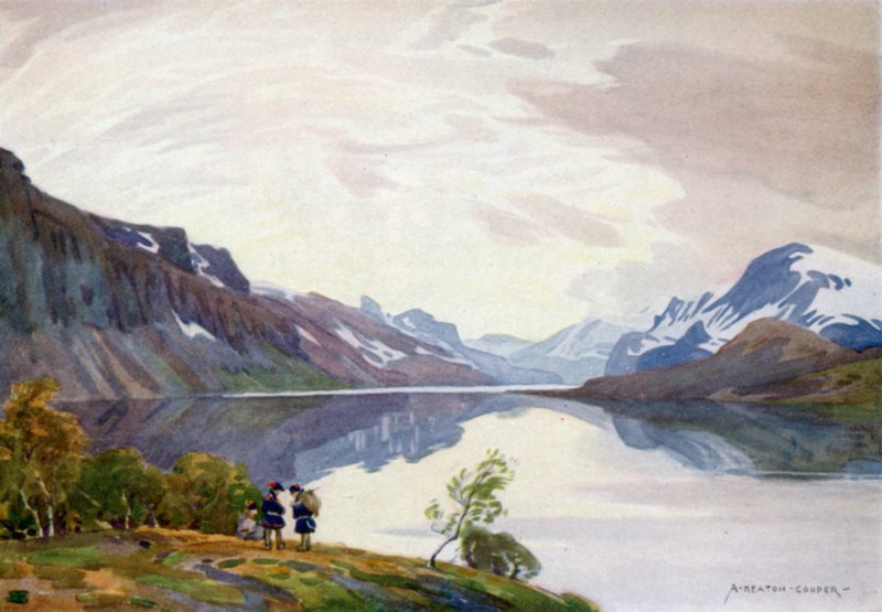 Utsikt från turiststationen, Saltoluokta, Lappland av Alfred Heaton Cooper