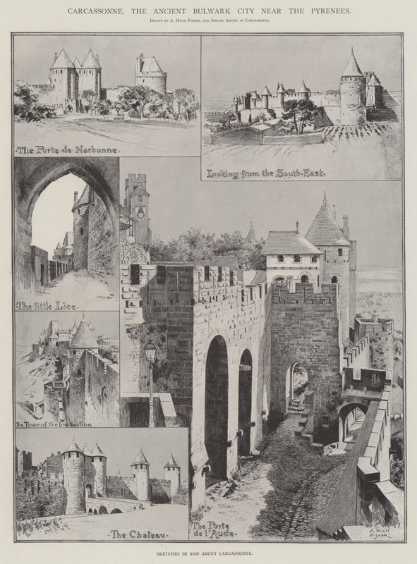 Carcassonne, den antika Bulwark City nära Pyrenéerna av Alfred Hugh Fisher