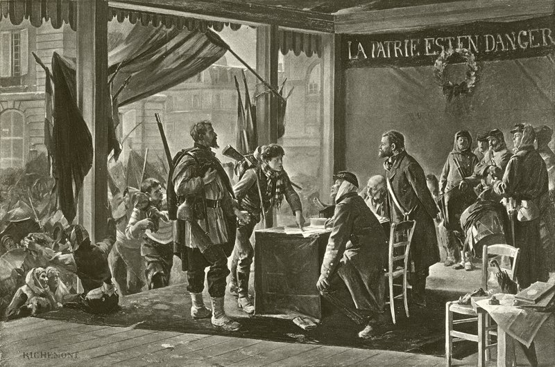 Inskrivning av frivilliga, 1870 (gravyr) av Alfred Paul Marie Richemont