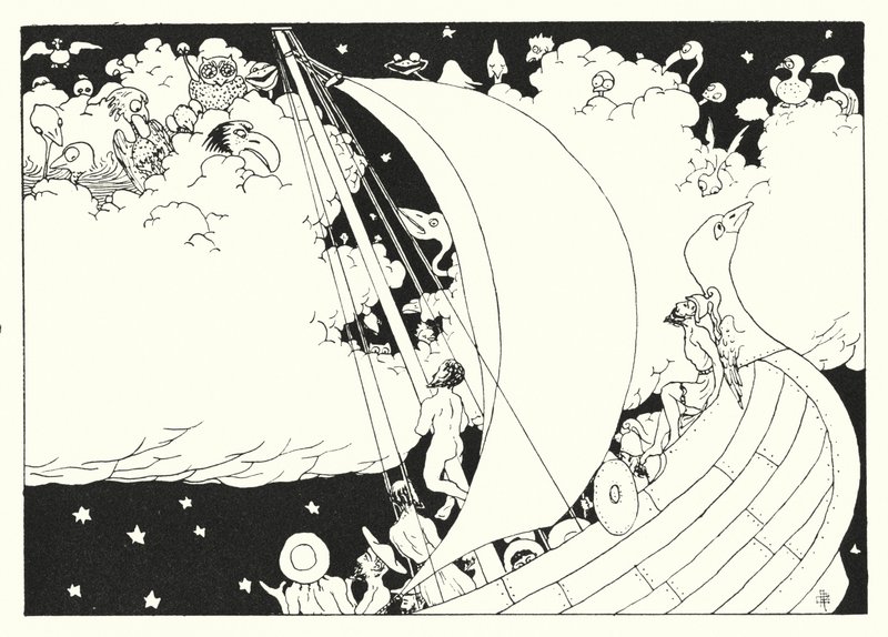 Lucians sanna historia: Cloud-Cuckoo-Land (gravyr) av Alfred Payne Garnett