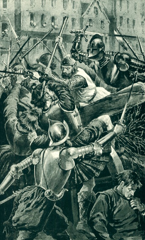 Jarlen av Angus och hans spjutmän attackerade av Sir Patrick Hamilton av Alfred Pearse