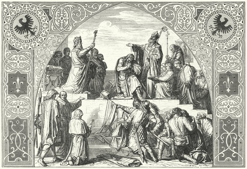 Den sachsiske hövdingen Widukinds dop, 785 (gravyr) av Alfred Rethel