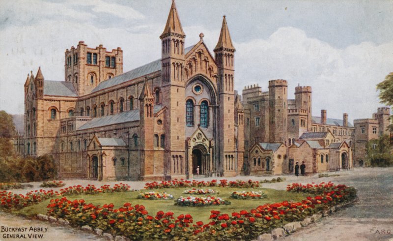 Buckfast Abbey (färg litho) av Alfred Robert Quinton