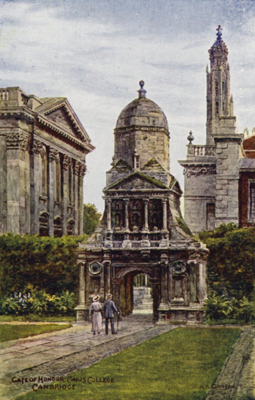 Cambridge: Gate of Honour, Caius College (färg litho) av Alfred Robert Quinton