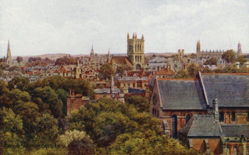 Cambridge, från Castle Hill (färg litho) av Alfred Robert Quinton