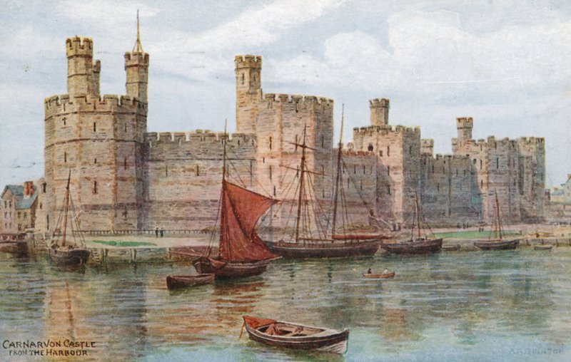 Carnarvon Castle, från hamnen av Alfred Robert Quinton