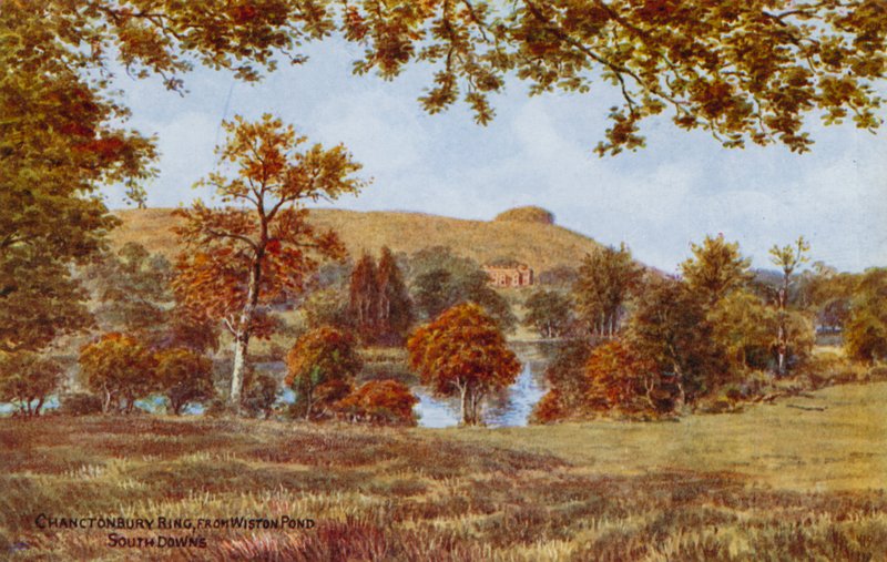 Chanctonbury Ring, från Wiston Pond, South Downs av Alfred Robert Quinton