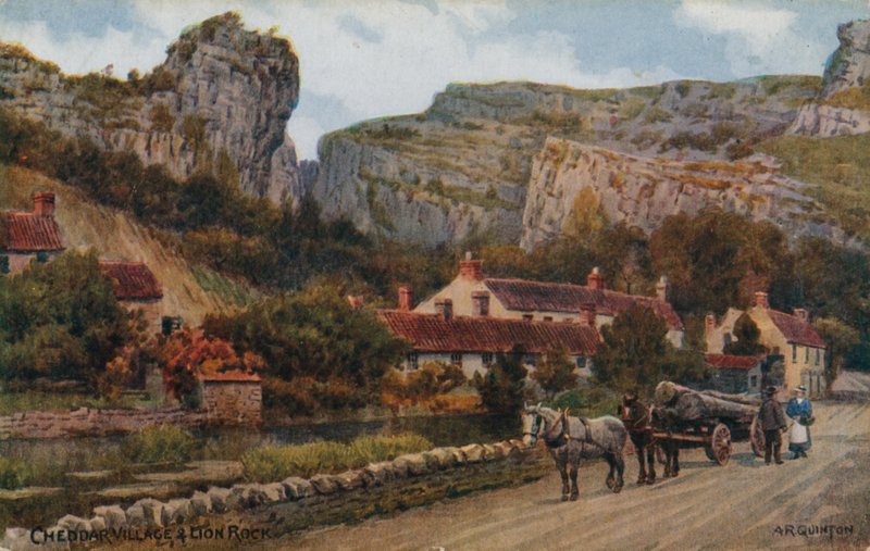Cheddar Village och Lion Rock av Alfred Robert Quinton