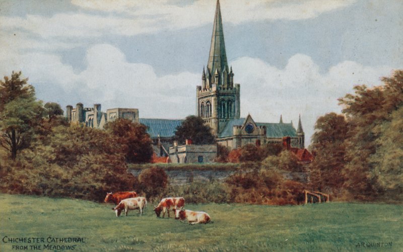 Chichester, katedralen, från ängarna av Alfred Robert Quinton