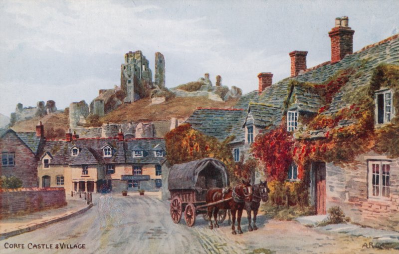 Corfe slott och by av Alfred Robert Quinton