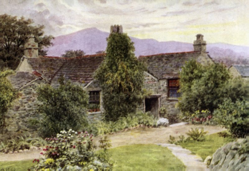 Dove Cottage, Grasmere (färg litho) av Alfred Robert Quinton