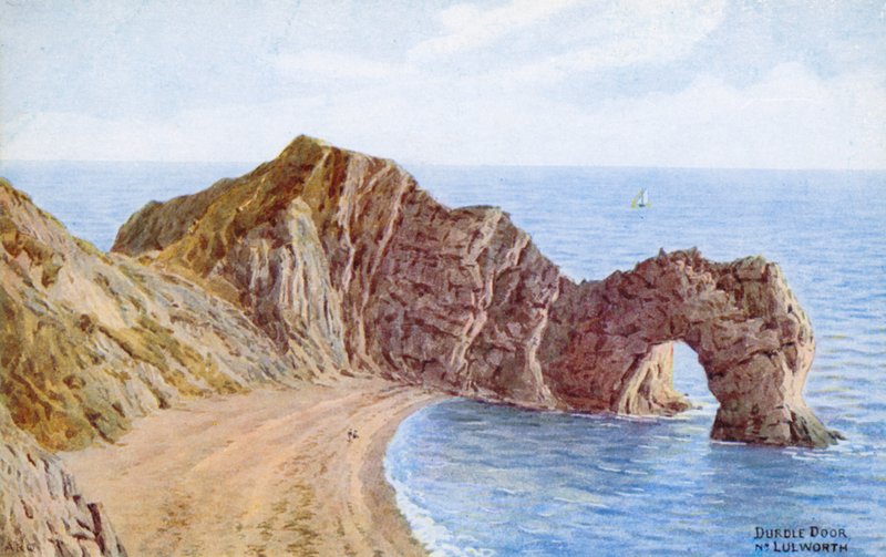 Durdle Door, Nr Lulworth (färg litho) av Alfred Robert Quinton