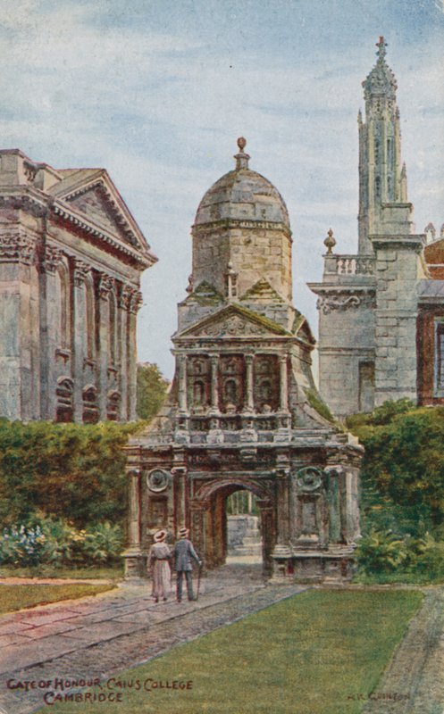 Gate of Honour, Caius College, Cambridge (färg litho) av Alfred Robert Quinton