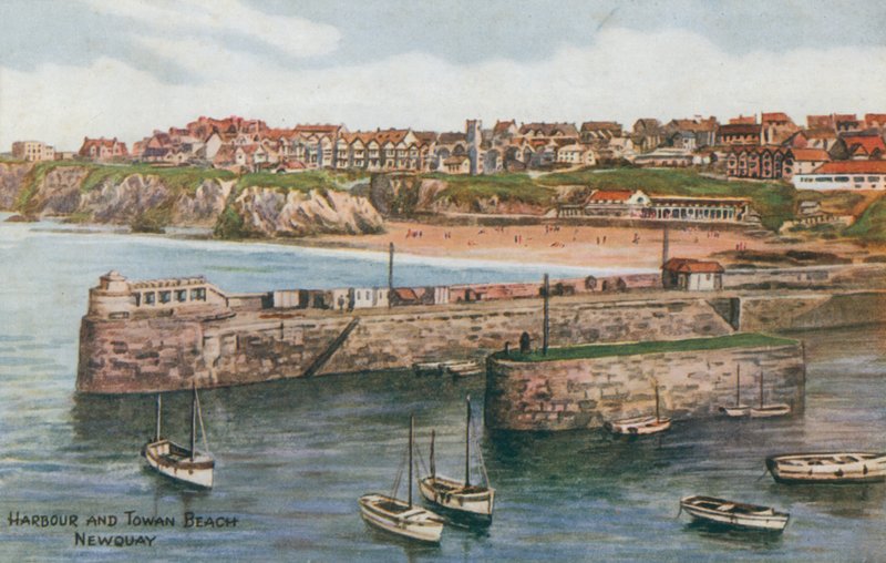 Harbor och Towan Beach, Newquay av Alfred Robert Quinton