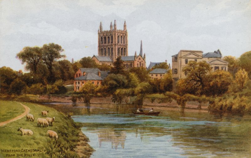 Hereford Cathedral, från floden av Alfred Robert Quinton