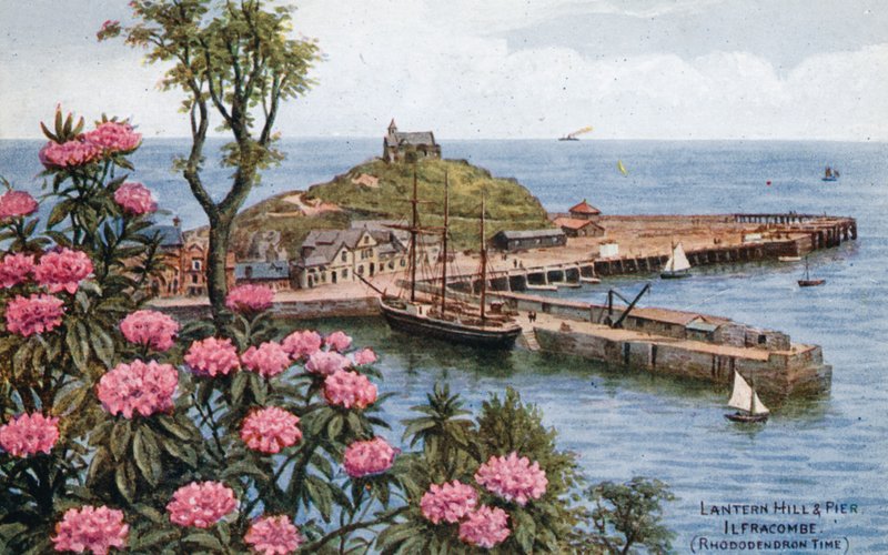 Lantern Hill och Pier, Ilfracombe, (Rhododendron Time) av Alfred Robert Quinton