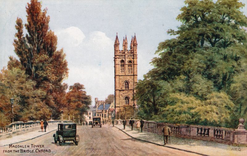 Magdalen Tower, från bron, Oxford av Alfred Robert Quinton