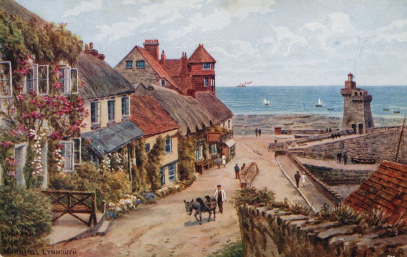 Mars Hill, Lynmouth (färg litho) av Alfred Robert Quinton